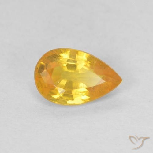 0.50ct 자연스러운 미디엄 오렌지 사파이어, 배 모양, VS