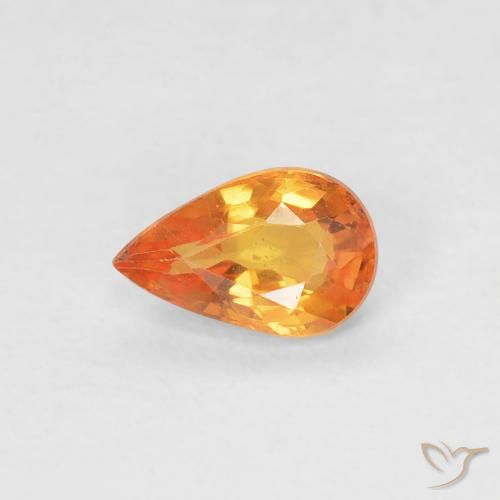 0.52ct 자연스러운 밝은 주황색 사파이어, 배 모양, VVS-VS