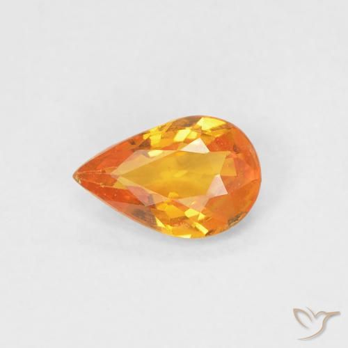 0.43ct 자연스러운 살구 오렌지 사파이어, 배 모양, VVS-VS
