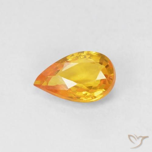 0.48ct 자연스러운 미디엄 오렌지 사파이어, 배 모양, VVS-VS