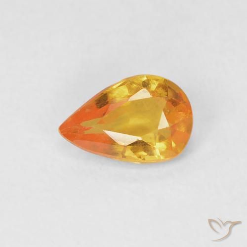 0.50ct 자연스러운 미디엄 오렌지 사파이어, 배 모양, VVS-VS