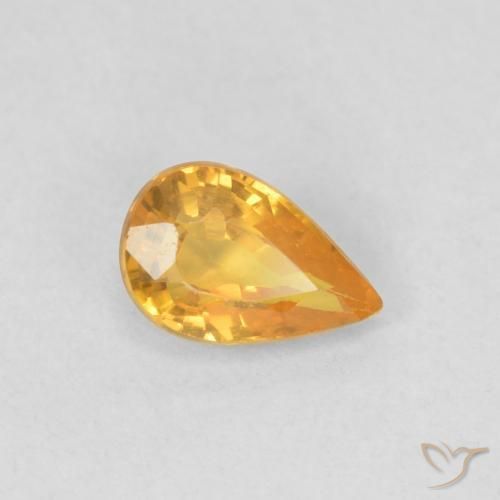 0.50ct 자연스러운 미디엄 오렌지 사파이어, 배 모양, VVS
