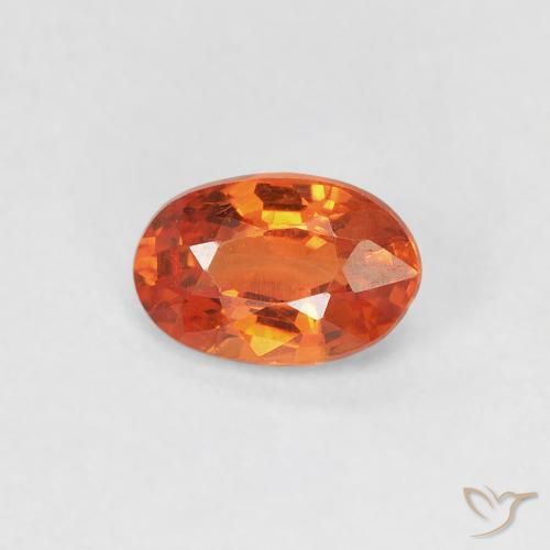 0.59ct 자연스러운 미디엄 오렌지 사파이어, 타원형, VVS-VS