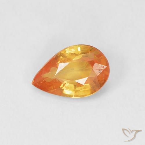 0.52ct 자연스러운 밝은 주황색 사파이어, 배 모양, VVS-VS