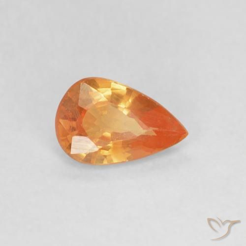 0.41ct 자연스러운 밝은 주황색 사파이어, 배 모양, VVS-VS