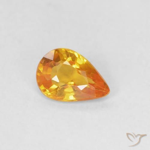 0.37ct 자연스러운 미디엄 오렌지 사파이어, 배 모양, VVS-VS