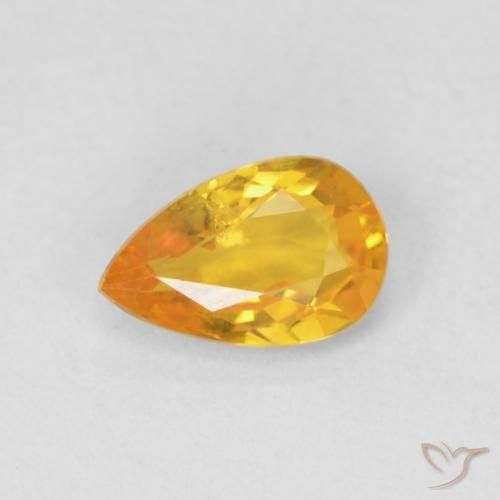 0.46ct 자연스러운 미디엄 오렌지 사파이어, 배 모양, VS