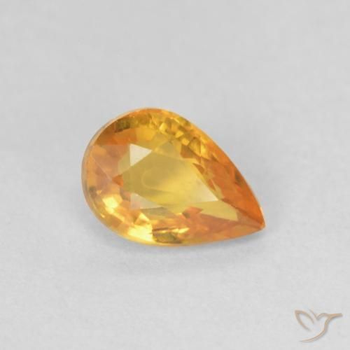 0.49ct 자연스러운 미디엄 오렌지 사파이어, 배 모양, VVS-VS