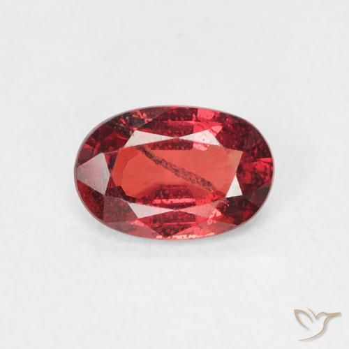 0.56ct 자연스러운 딥 레드 사파이어, 타원형, SI