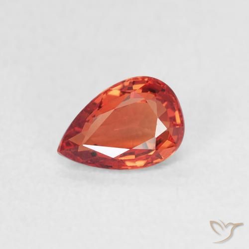 0.56ct 자연스러운 붉은 오렌지 사파이어, 배 모양, VVS-VS