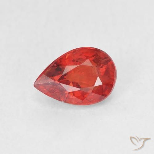 0.68ct 자연스러운 파이어 레드 사파이어, 배 모양, VS