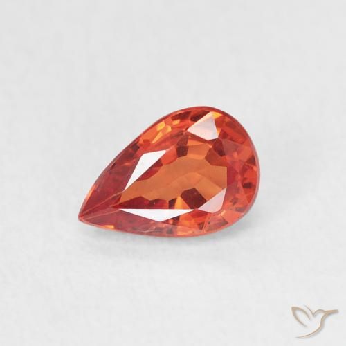 0.63ct 자연스러운 따뜻한 오렌지 사파이어, 배 모양, VS