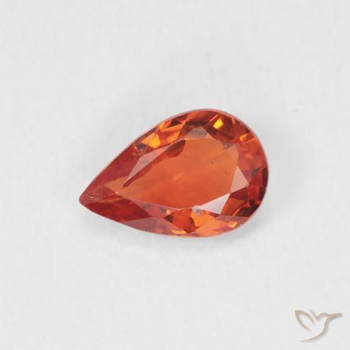 0.50ct 자연스러운 미디엄 오렌지 사파이어, 배 모양, VS