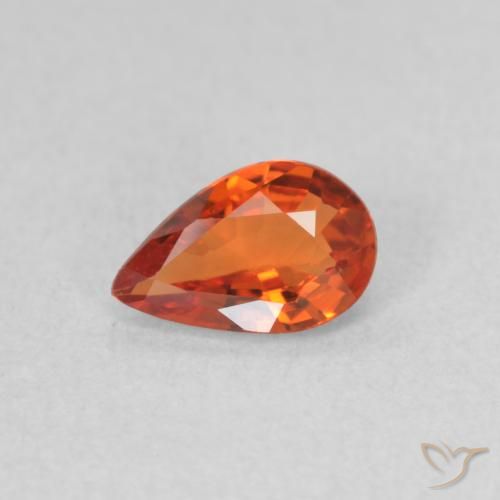 0.44ct 자연스러운 붉은 오렌지 사파이어, 배 모양, VVS-VS
