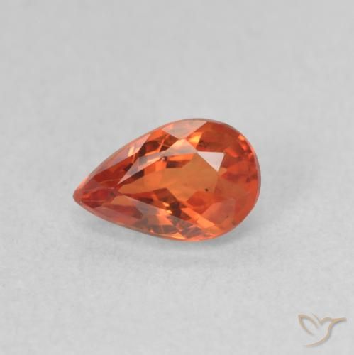 0.58ct 자연스러운 붉은 오렌지 사파이어, 배 모양, VS