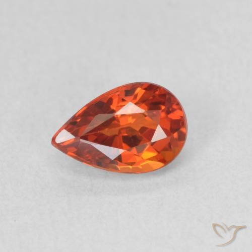 0.69ct 자연스러운 붉은 오렌지 사파이어, 배 모양, VVS-VS