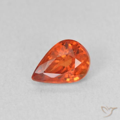 0.58ct 자연스러운 붉은 오렌지 사파이어, 배 모양, VS