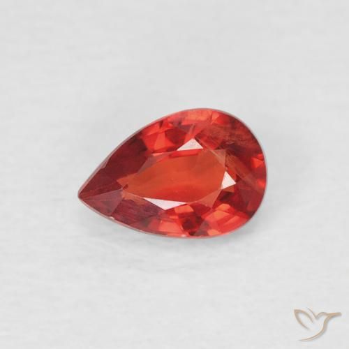 0.57ct 자연스러운 밝은 빨간색 사파이어, 배 모양, VS, Photo A