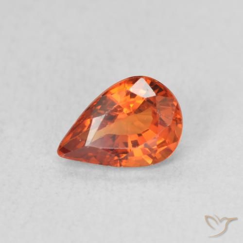 0.61ct 자연스러운 파이어 오렌지 사파이어, 배 모양, VVS-VS