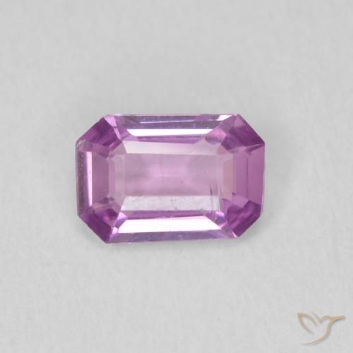 0.59ct 자연스러운 강렬한 분홍빛이 도는 보라색 사파이어, 에메랄드 컷, VVS