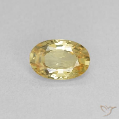 0.54ct 자연스러운 미디엄 옐로우 사파이어, 타원형, VVS