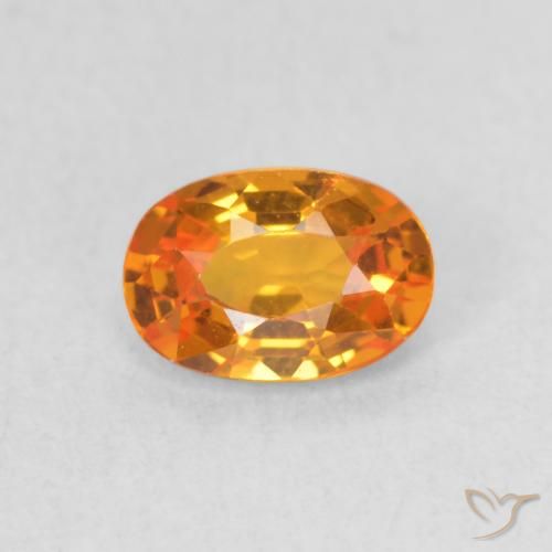 0.64ct 자연스러운 밝은 주황색 사파이어, 타원형, VVS