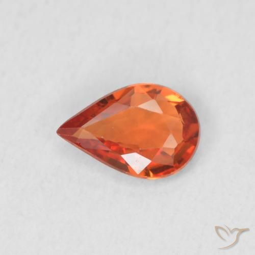 0.35ct 자연스러운 미디엄 오렌지 사파이어, 배 모양, VVS