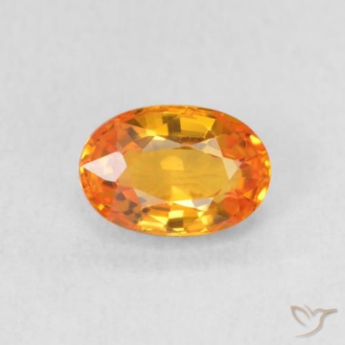 0.64ct 자연스러운 밝은 주황색 사파이어, 타원형, VVS