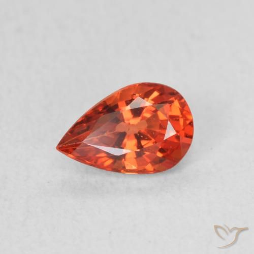 0.49ct 자연스러운 붉은 오렌지 사파이어, 배 모양, VVS