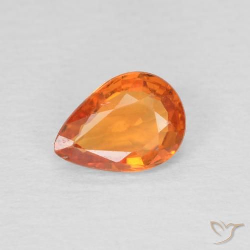 0.69ct 자연스러운 밝은 주황색 사파이어, 배 모양, VS