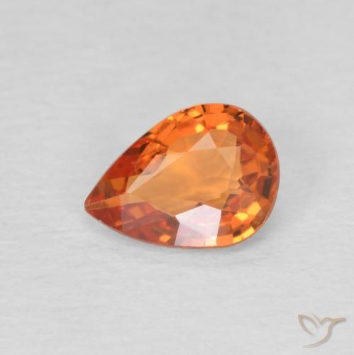 0.69ct 자연스러운 밝은 주황색 사파이어, 배 모양, VS