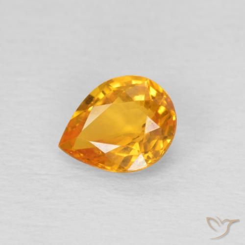 0.70ct 자연스러운 오렌지-골드 사파이어, 배 모양, VS