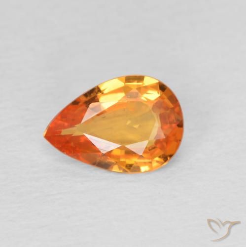 0.69ct 자연스러운 밝은 주황색 사파이어, 배 모양, VVS-VS