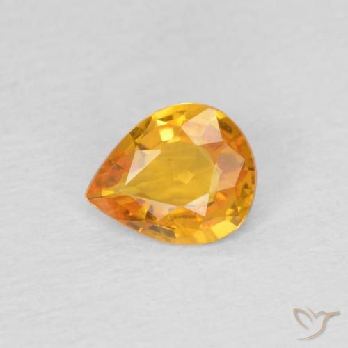 0.60ct 자연스러운 미디엄 오렌지 사파이어, 배 모양, VVS-VS