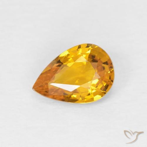 0.83ct 자연스러운 살구 오렌지 사파이어, 배 모양, VVS