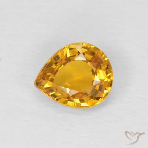 0.79ct 자연스러운 오렌지-골드 사파이어, 배 모양, VVS-VS