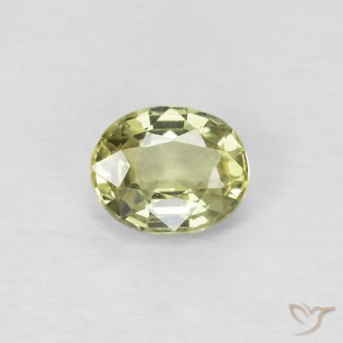 0.50ct 자연스러운 연한 녹황색 사파이어, 타원형, VVS