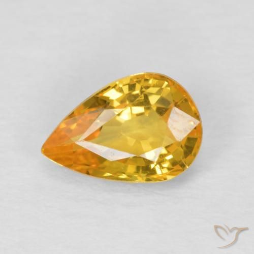 0.86ct 자연스러운 오렌지-골드 사파이어, 배 모양, VVS