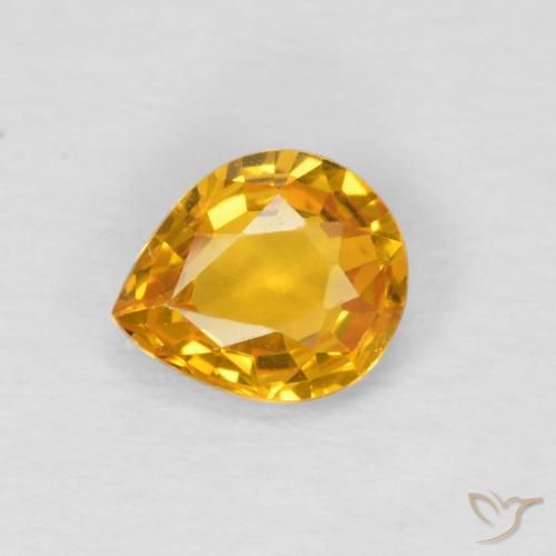 0.61ct 자연스러운 Medium Light Orange-Gold 사파이어, 배 모양, VS