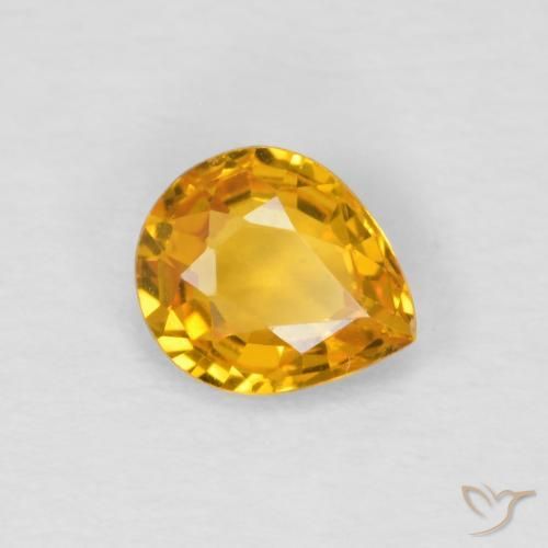 0.61캐럿 천연 Medium Light Orange-Gold 사파이어, 배 모양, VS