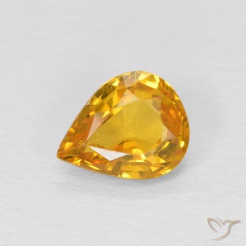 0.65ct 자연스러운 오렌지-골드 사파이어, 배 모양, VS