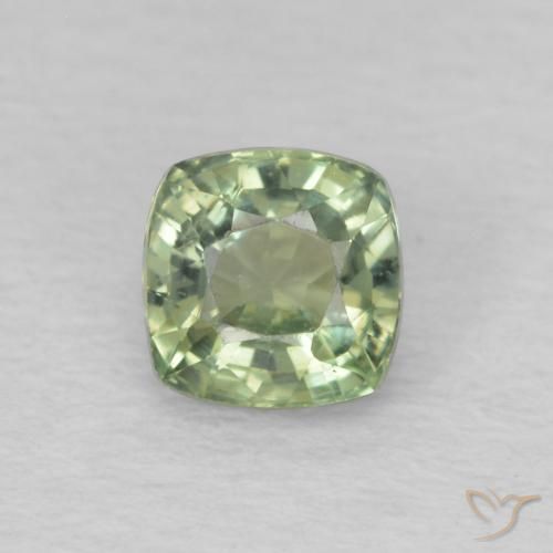 0.64ct 자연스러운 매우 밝은 녹색 사파이어, 방석, VS