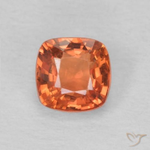 0.61ct 자연스러운 미디엄 오렌지 사파이어, 방석, VVS
