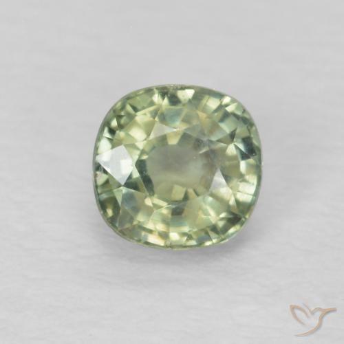 0.51ct 자연스러운 매우 밝은 세이지 그린 사파이어, 방석, VS