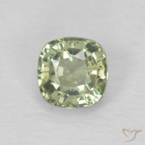 0.48ct 자연스러운 매우 밝은 녹색 사파이어, 방석, VS