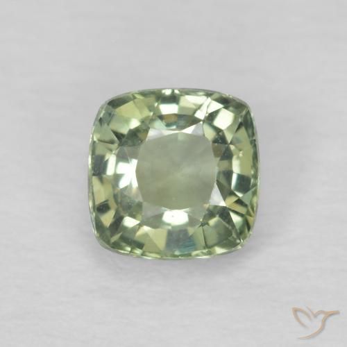 0.53ct 자연스러운 연한 초록색 사파이어, 방석, VS