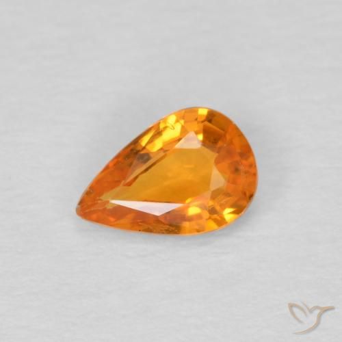 0.47ct 자연스러운 밝은 주황색 사파이어, 배 모양, VS