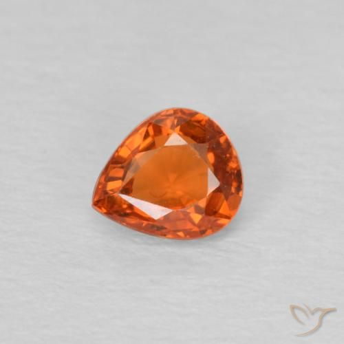 0.49ct 자연스러운 미디엄 오렌지 사파이어, 배 모양, VVS