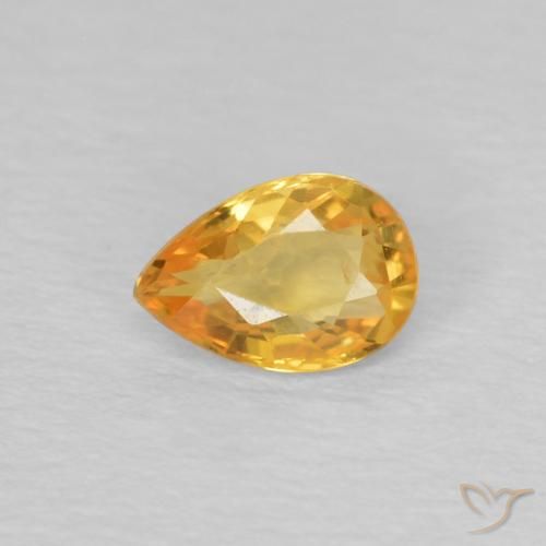 0.44ct 자연스러운 딥 골든 오렌지 사파이어, 배 모양, VS