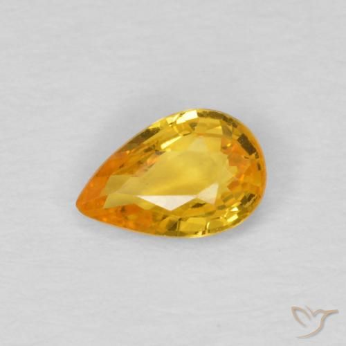 0.45ct 자연스러운 딥 골든 오렌지 사파이어, 배 모양, VS